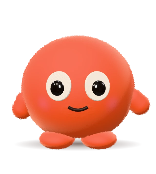 Spot, the original orange plush mascot, waving